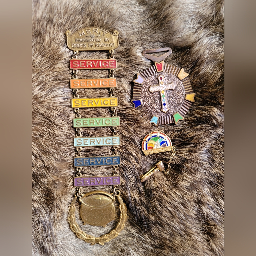 Order Of The Rainbow Girls Masonic Medallions, Pins